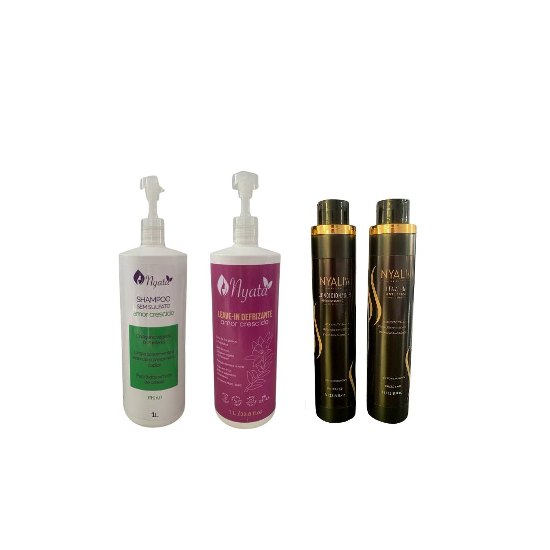 Kit Shampoo + condicionatore + 2 leave-in 4 prodotti da 1L