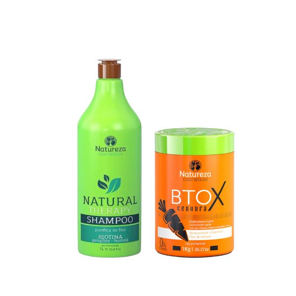 Botox Cenoura 1KG + Shampoo Antirresíduos Biotina 1L